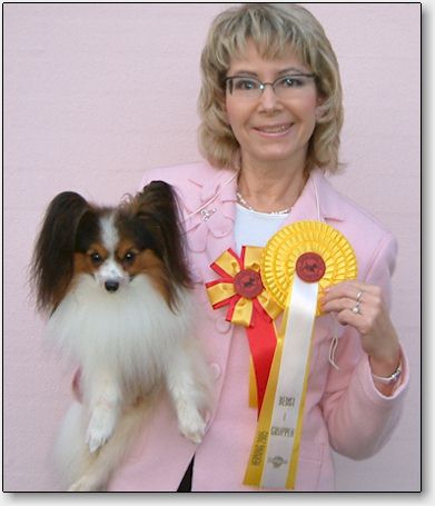 Chip with his Herning show rosettes
